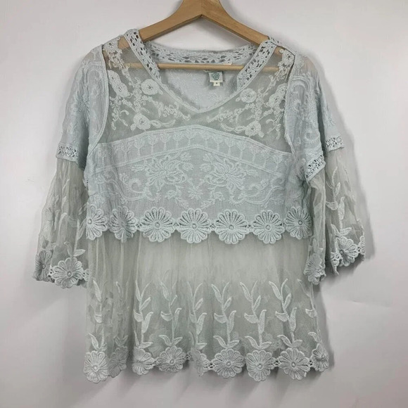 Sundance Women's Dreamscape Lace Floral Sheer Embroidered Boho Romantic Size S‎ - Picture 1 of 11